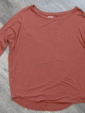Express Ultra Soft Jersey Long Sleeve Tee Rust Color Sz Med
